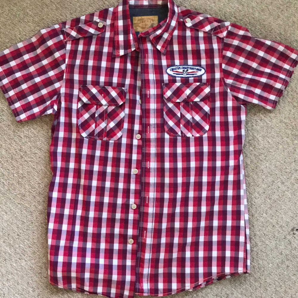 Retro checked short sleeve button down